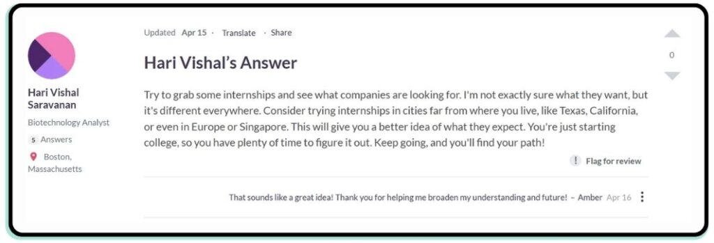 A professional on CareerVillage.org offers an answer to Amber's question.